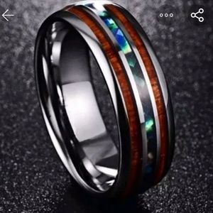 Couples SET ..HAWAIIN KOA & ABALONE RING